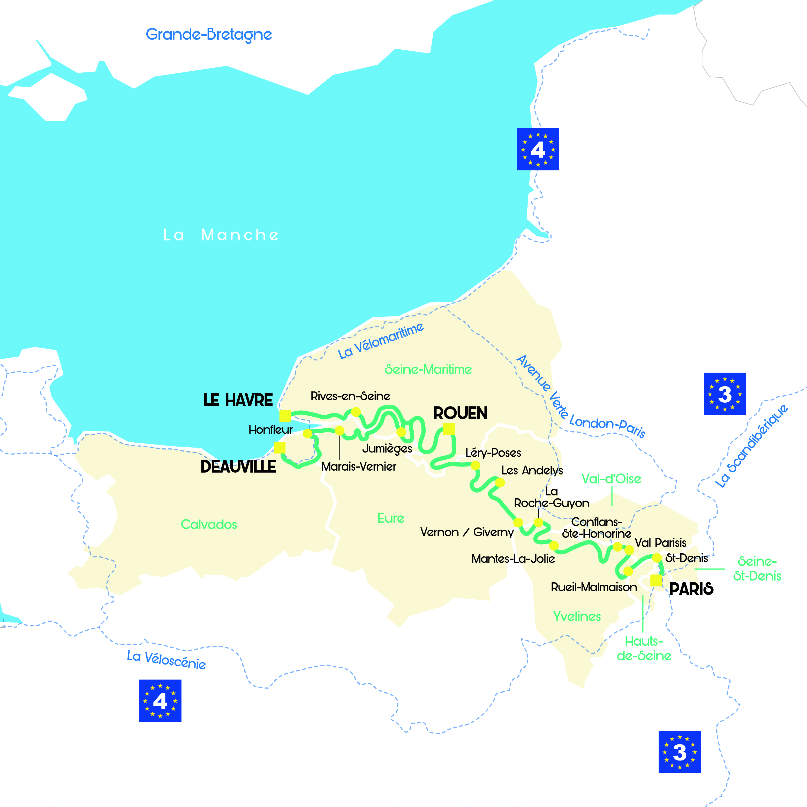 Carte de la Seine à Vélo