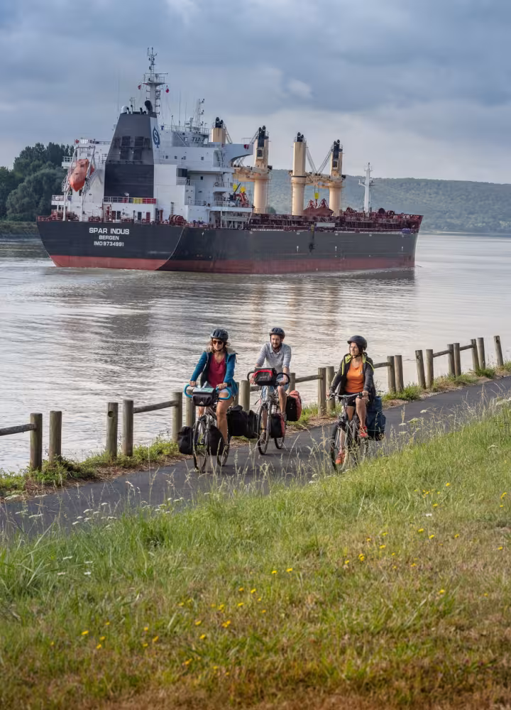 Sur la voie verte de La Seine à Vélo vers Rives-en-Seine 