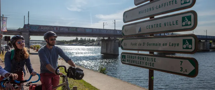 Le balisage de la Seine à vélo à Conflans-Sainte-Honorine