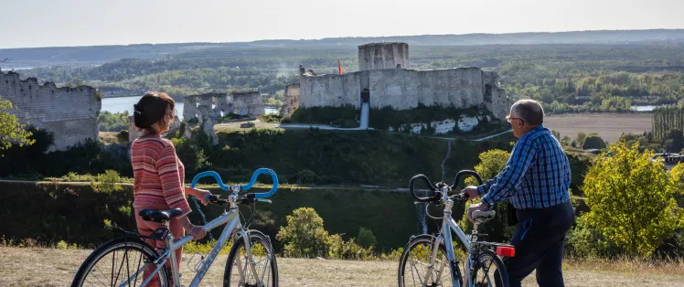 Panorama sur les boucles de la Seine et château Gaillard aux Andelys